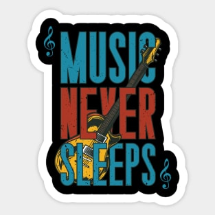 Music Never Sleeps Guitar Sticker